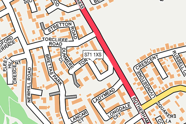 S71 1XS map - OS OpenMap – Local (Ordnance Survey)