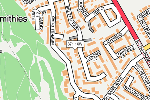 S71 1XW map - OS OpenMap – Local (Ordnance Survey)