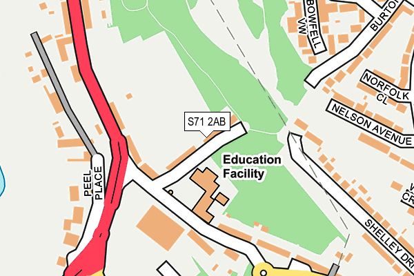 S71 2AB map - OS OpenMap – Local (Ordnance Survey)