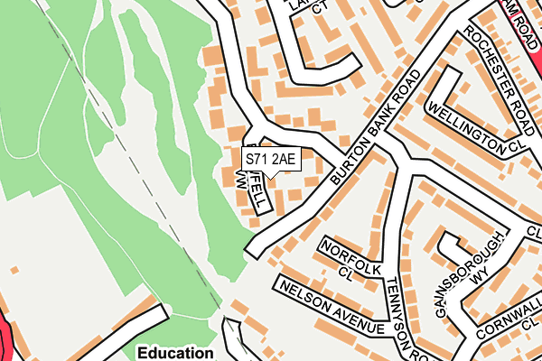 S71 2AE map - OS OpenMap – Local (Ordnance Survey)