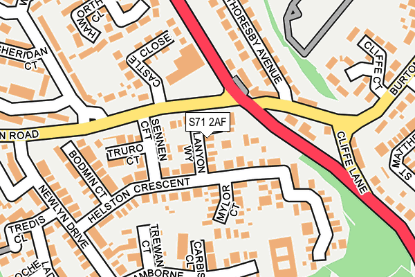 S71 2AF map - OS OpenMap – Local (Ordnance Survey)
