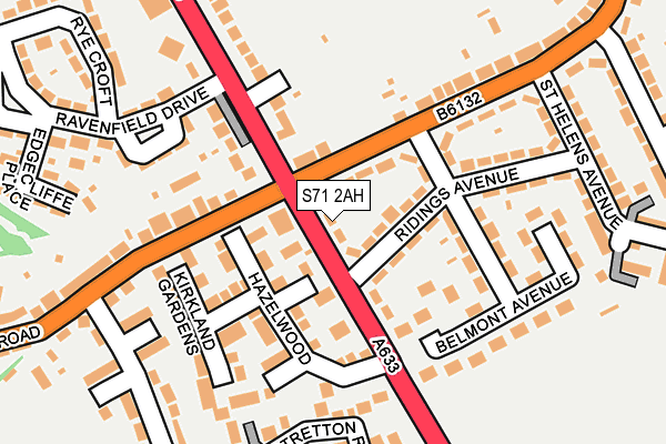 S71 2AH map - OS OpenMap – Local (Ordnance Survey)