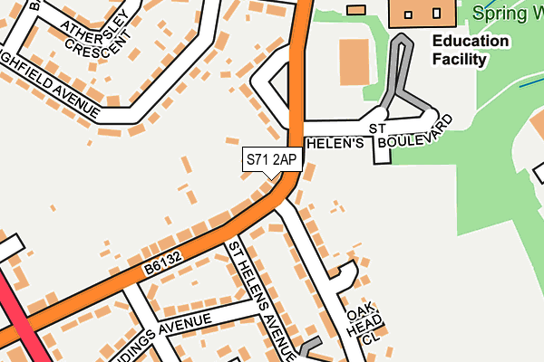 S71 2AP map - OS OpenMap – Local (Ordnance Survey)