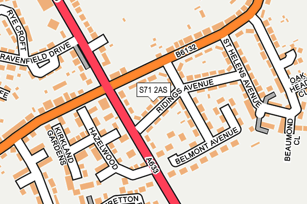 S71 2AS map - OS OpenMap – Local (Ordnance Survey)