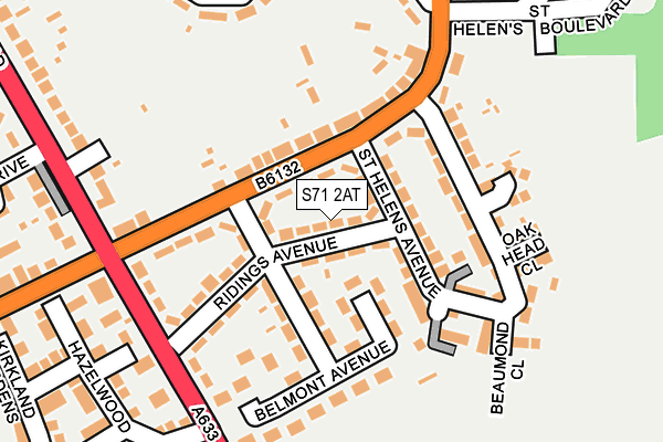 S71 2AT map - OS OpenMap – Local (Ordnance Survey)