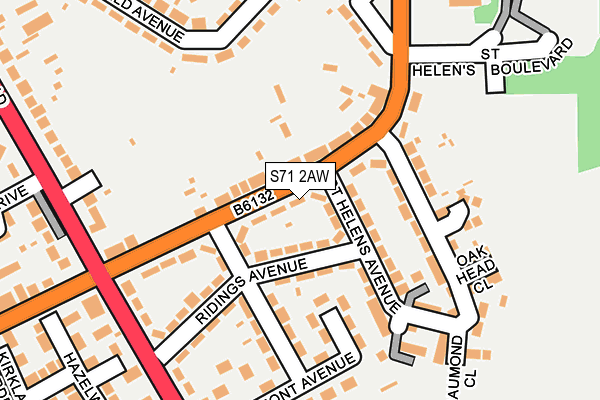 S71 2AW map - OS OpenMap – Local (Ordnance Survey)