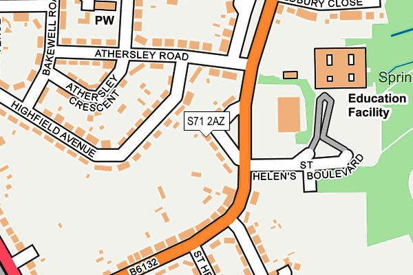 S71 2AZ map - OS OpenMap – Local (Ordnance Survey)