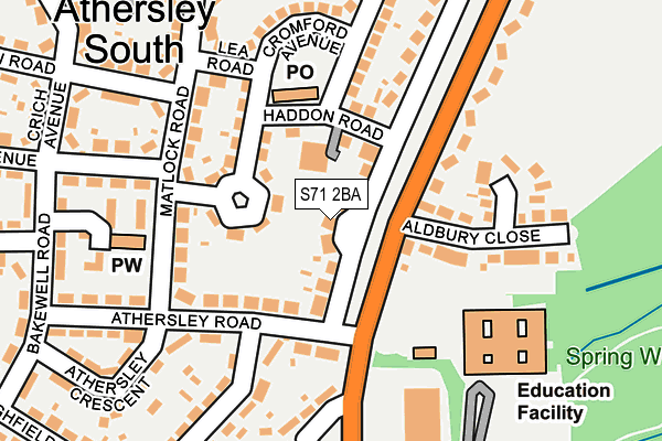 S71 2BA map - OS OpenMap – Local (Ordnance Survey)