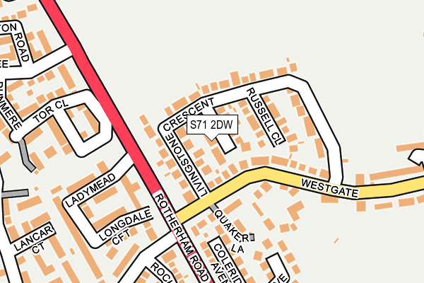 S71 2DW map - OS OpenMap – Local (Ordnance Survey)