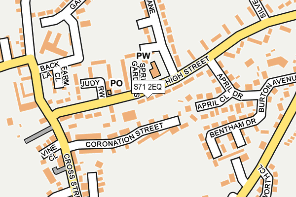 S71 2EQ map - OS OpenMap – Local (Ordnance Survey)