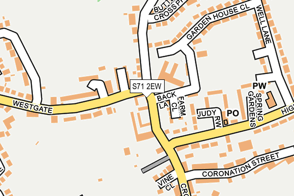 S71 2EW map - OS OpenMap – Local (Ordnance Survey)
