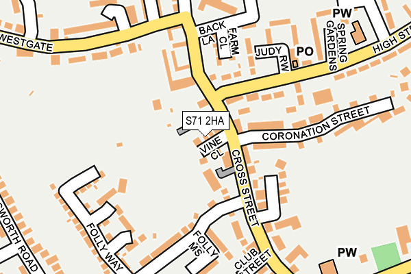 S71 2HA map - OS OpenMap – Local (Ordnance Survey)