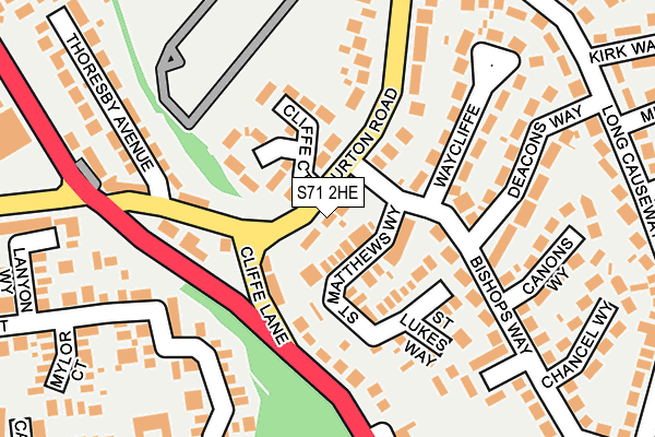 S71 2HE map - OS OpenMap – Local (Ordnance Survey)