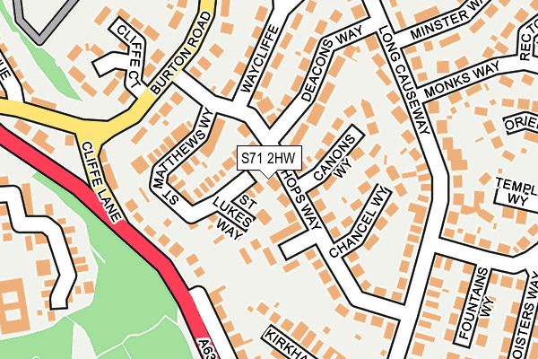 S71 2HW map - OS OpenMap – Local (Ordnance Survey)