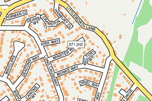 S71 2HZ map - OS OpenMap – Local (Ordnance Survey)
