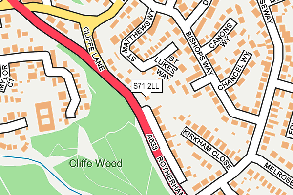 S71 2LL map - OS OpenMap – Local (Ordnance Survey)