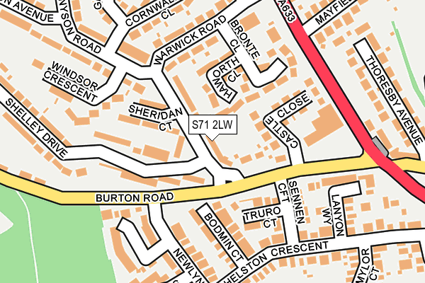 S71 2LW map - OS OpenMap – Local (Ordnance Survey)