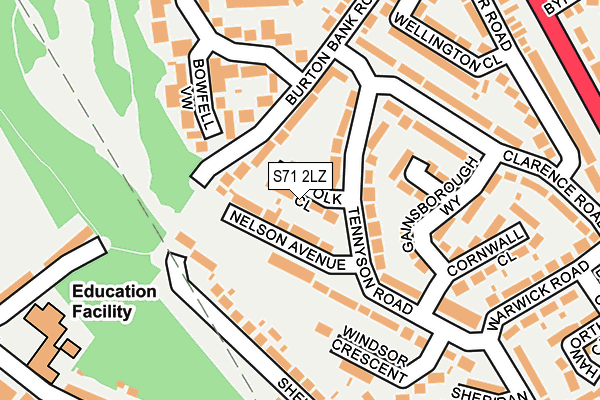 S71 2LZ map - OS OpenMap – Local (Ordnance Survey)