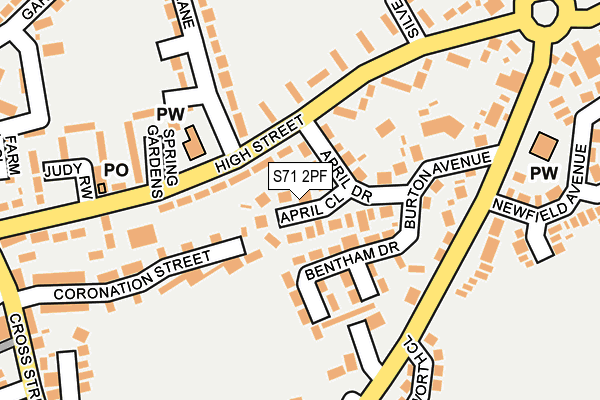 S71 2PF map - OS OpenMap – Local (Ordnance Survey)