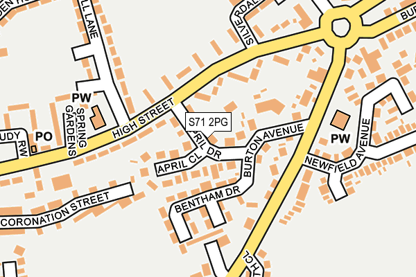 S71 2PG map - OS OpenMap – Local (Ordnance Survey)