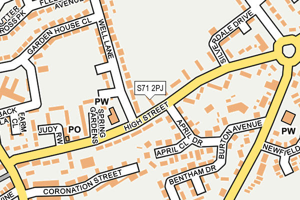 S71 2PJ map - OS OpenMap – Local (Ordnance Survey)