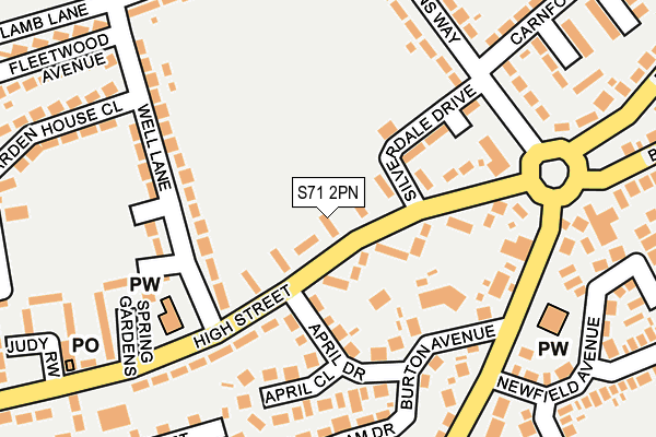 S71 2PN map - OS OpenMap – Local (Ordnance Survey)