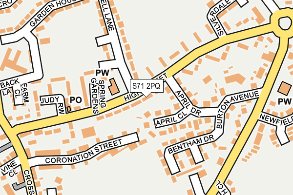 S71 2PQ map - OS OpenMap – Local (Ordnance Survey)