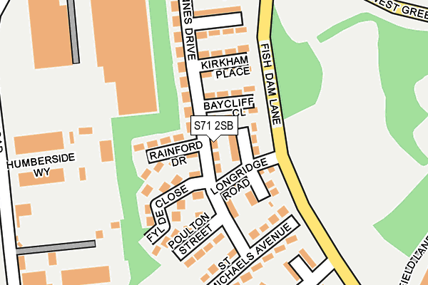 S71 2SB map - OS OpenMap – Local (Ordnance Survey)