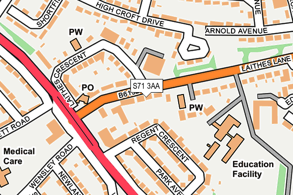 S71 3AA map - OS OpenMap – Local (Ordnance Survey)