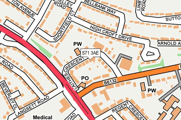 S71 3AE map - OS OpenMap – Local (Ordnance Survey)