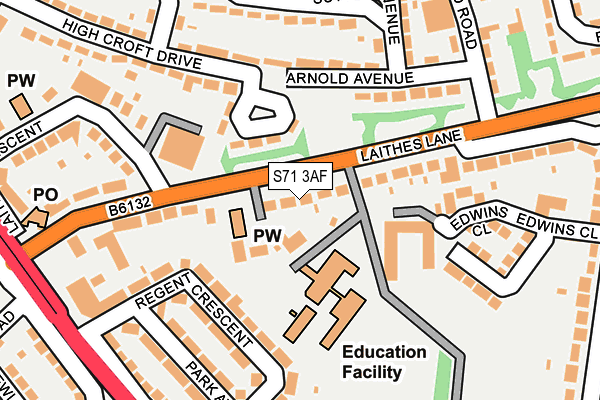 S71 3AF map - OS OpenMap – Local (Ordnance Survey)