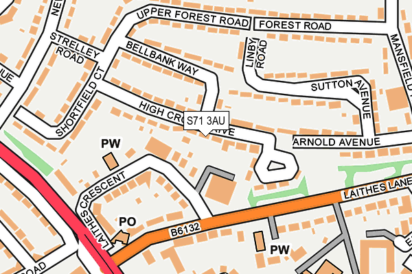 S71 3AU map - OS OpenMap – Local (Ordnance Survey)