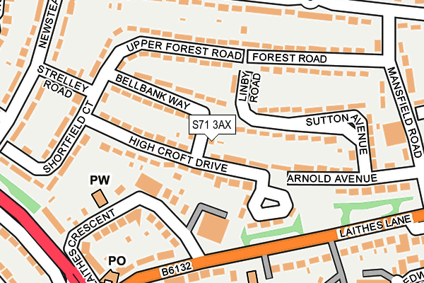 S71 3AX map - OS OpenMap – Local (Ordnance Survey)