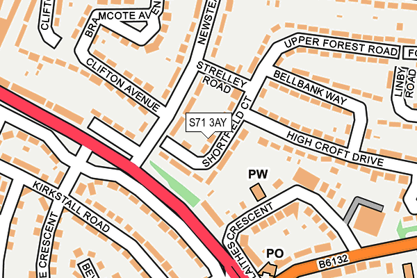 S71 3AY map - OS OpenMap – Local (Ordnance Survey)