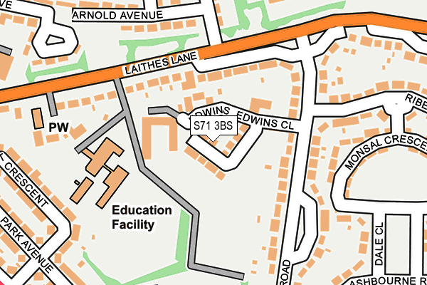 S71 3BS map - OS OpenMap – Local (Ordnance Survey)