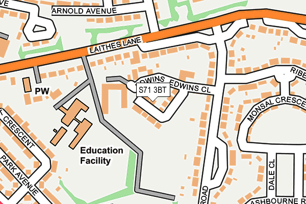 S71 3BT map - OS OpenMap – Local (Ordnance Survey)