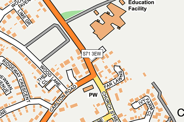 S71 3EW map - OS OpenMap – Local (Ordnance Survey)