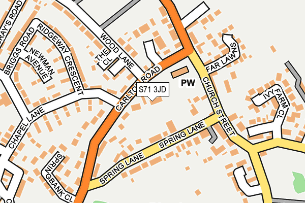 S71 3JD map - OS OpenMap – Local (Ordnance Survey)
