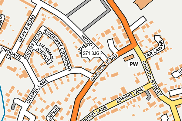 S71 3JG map - OS OpenMap – Local (Ordnance Survey)