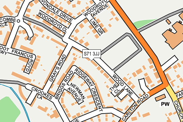 S71 3JJ map - OS OpenMap – Local (Ordnance Survey)