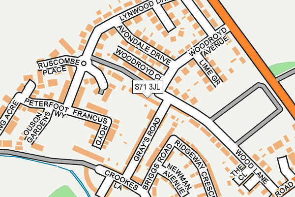 S71 3JL map - OS OpenMap – Local (Ordnance Survey)