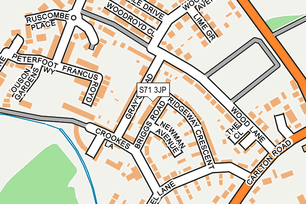 S71 3JP map - OS OpenMap – Local (Ordnance Survey)
