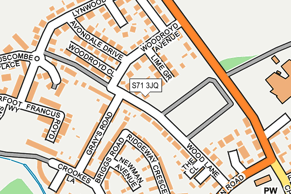 S71 3JQ map - OS OpenMap – Local (Ordnance Survey)