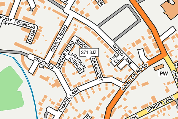 S71 3JZ map - OS OpenMap – Local (Ordnance Survey)
