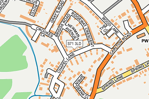 S71 3LD map - OS OpenMap – Local (Ordnance Survey)
