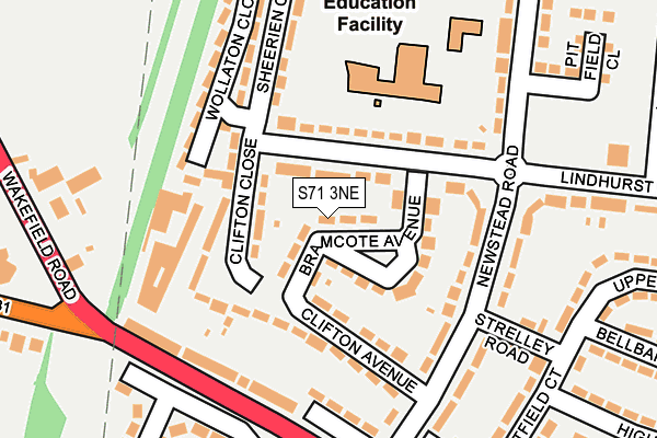 S71 3NE map - OS OpenMap – Local (Ordnance Survey)
