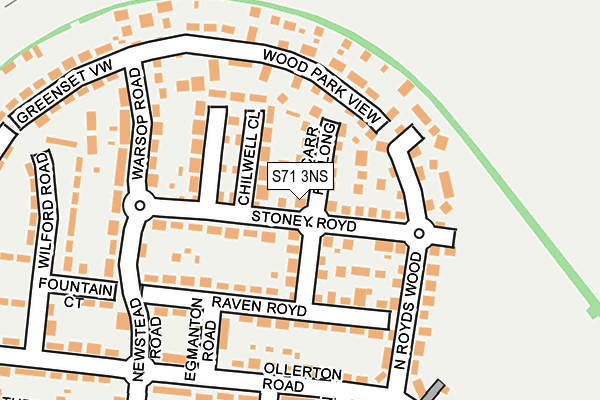 S71 3NS map - OS OpenMap – Local (Ordnance Survey)