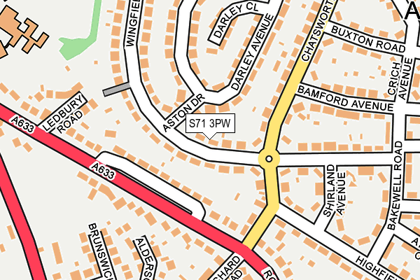 S71 3PW map - OS OpenMap – Local (Ordnance Survey)