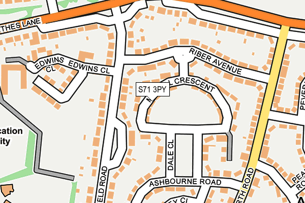 S71 3PY map - OS OpenMap – Local (Ordnance Survey)