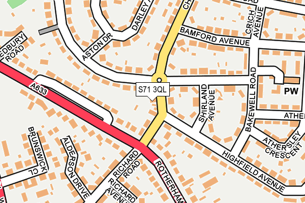 S71 3QL map - OS OpenMap – Local (Ordnance Survey)